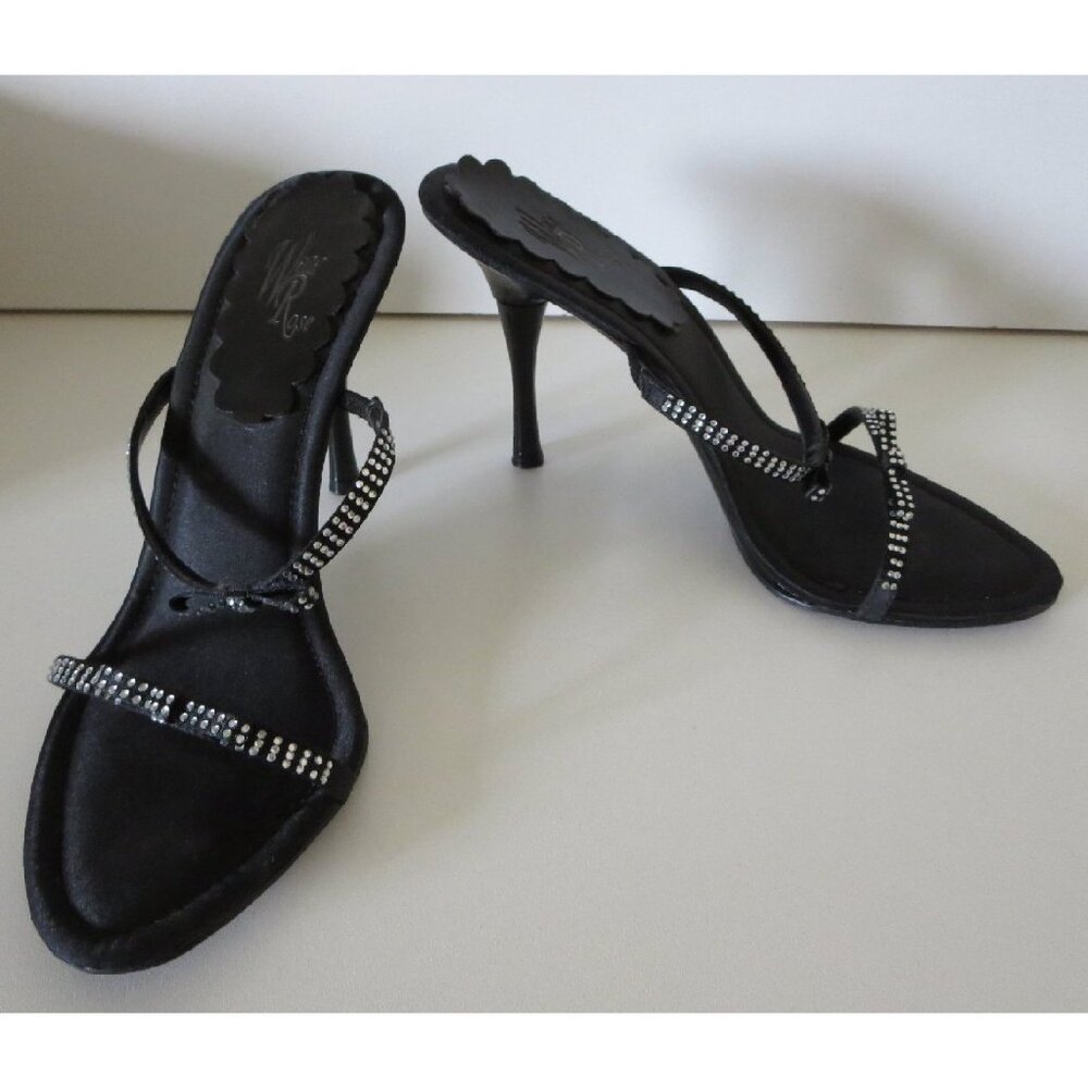 Evening dinner ladies heels shoes slides Wild Rose velvet slide heels 4", size 8